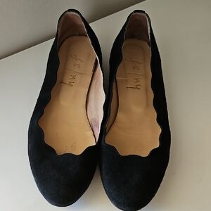 FS/NY BLACK SUEDE SCALLOPED TEQUILLA BALLET FLATS sz 6 (New $210)